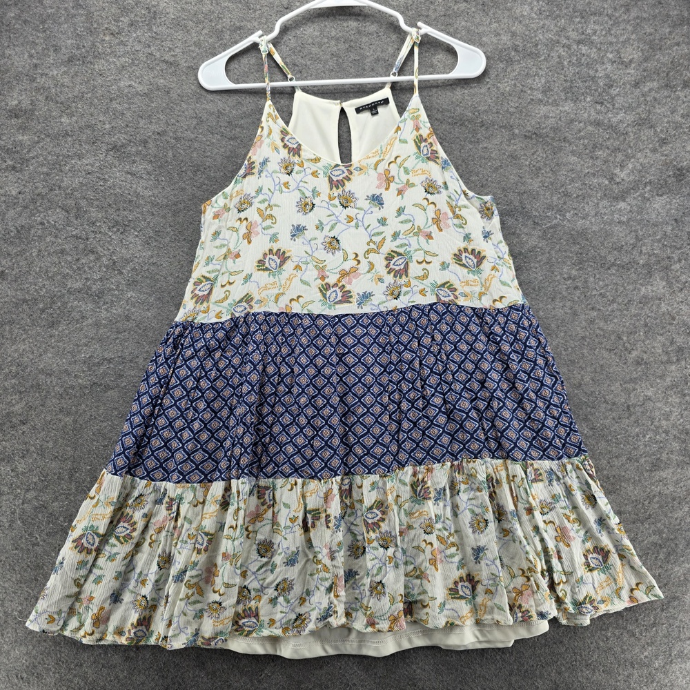 Staccato Dress Womens Large Boho Tiered Sleeveless Flowy Summer Floral Rayon